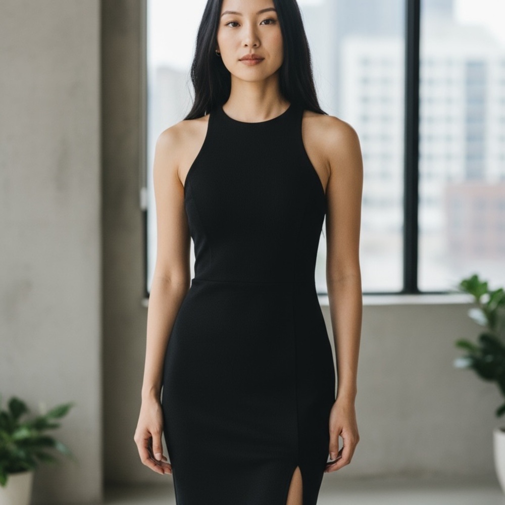 Aqua Black Midi Dress